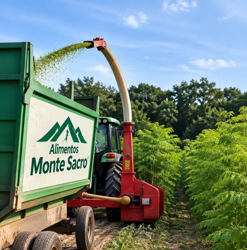 Visualización conceptual de la cosecha de moringa